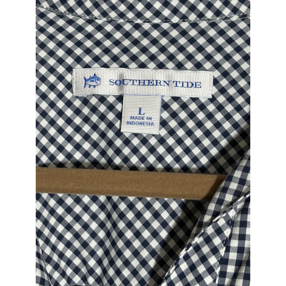 Southern Tide Gingham checked performance dress w pockets sz LG Navy & White - Picture 9 of 10